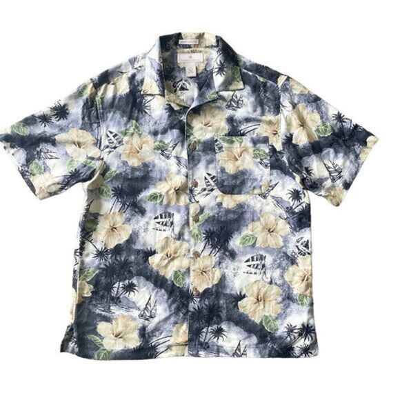 Paradise Collection 100% Silk Hawaiian Button Down Shirt Men’s Size Medium - Picture 1 of 5